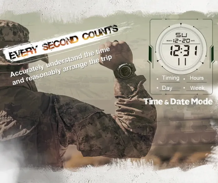 Чоловічий спортивний водостійкий тактичний годинник North Edge Tank 5BAR - зображення 8