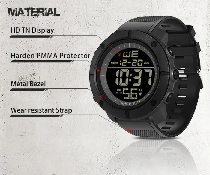 Чоловічий спортивний водостійкий тактичний годинник North Edge Tank 5BAR - зображення 9