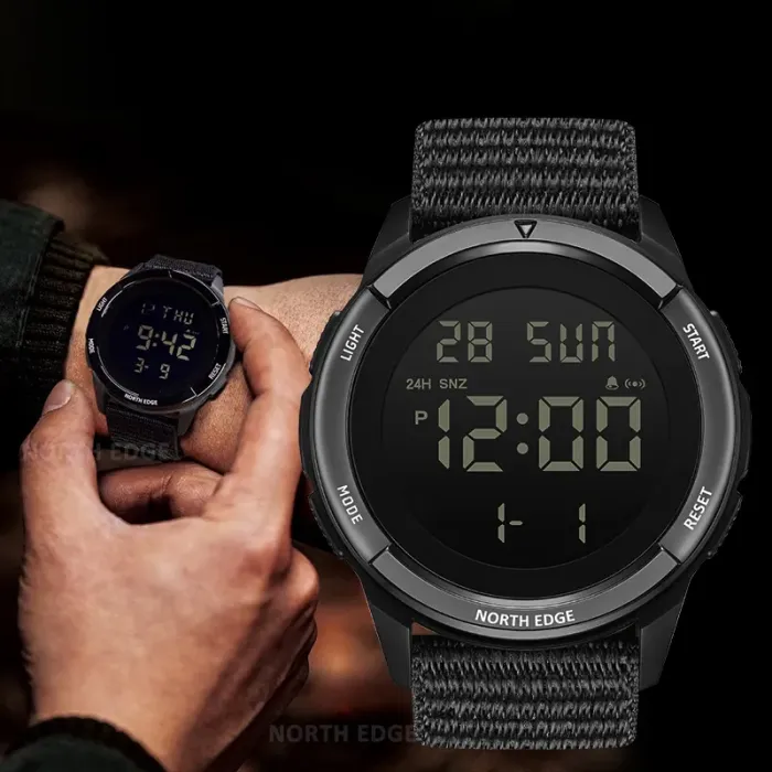 Чоловічий водостійкий спортивний тактичний годинник North Edge Terrax Black - зображення 3
