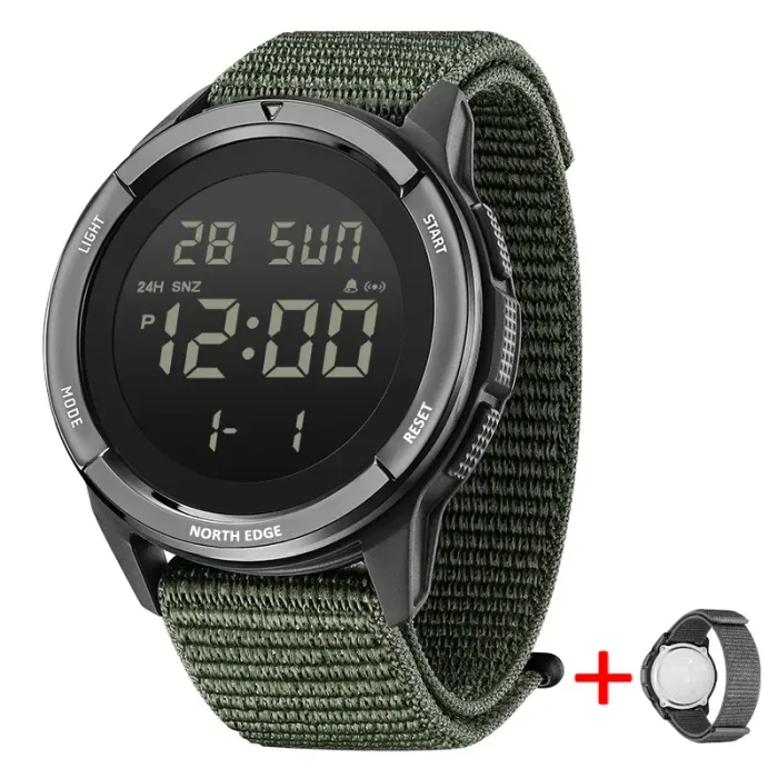 Чоловічий водостійкий спортивний тактичний годинник North Edge Terrax Green, 2 ремінці - зображення 1