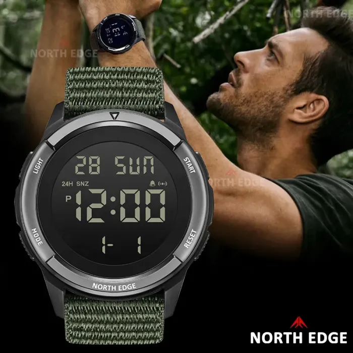 Чоловічий водостійкий спортивний тактичний годинник North Edge Terrax Green, 2 ремінці - зображення 3