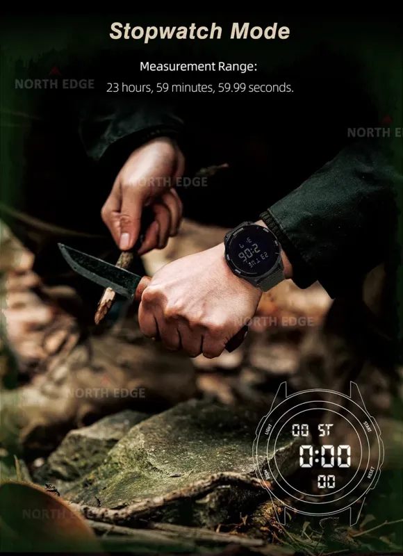 Чоловічий водостійкий спортивний тактичний годинник North Edge Terrax Special Orange з компасом - зображення 3