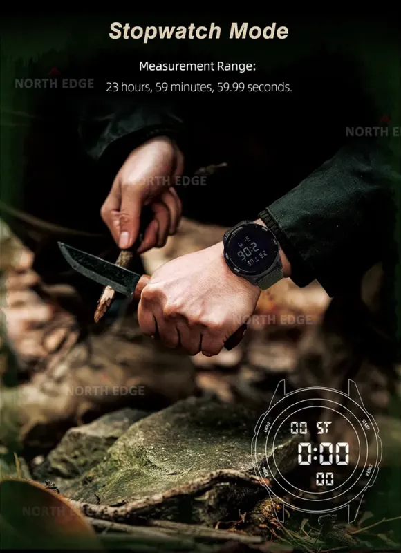 Чоловічий водостійкий спортивний тактичний годинник North Edge Terrax Green, 2 ремінці - зображення 4