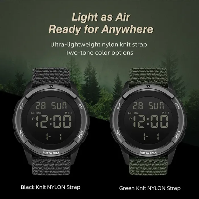 Чоловічий водостійкий спортивний тактичний годинник North Edge Terrax Green, 2 ремінці - зображення 5