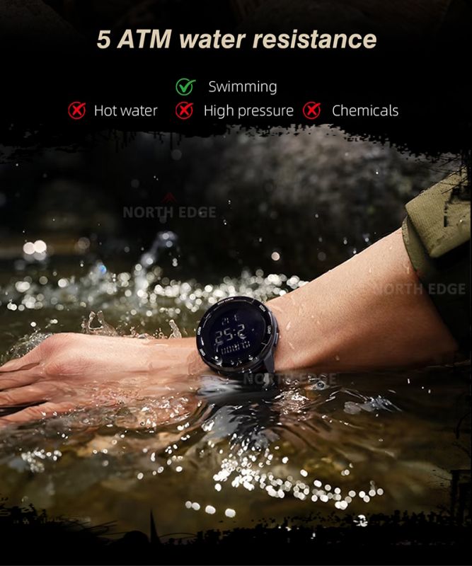 Чоловічий водостійкий спортивний тактичний годинник North Edge Terrax Set набір з компасом - зображення 4