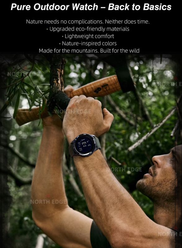 Чоловічий водостійкий спортивний тактичний годинник North Edge Terrax Special Orange з компасом - зображення 6
