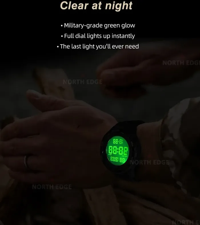 Чоловічий водостійкий спортивний тактичний годинник North Edge Terrax Green, 2 ремінці - зображення 10