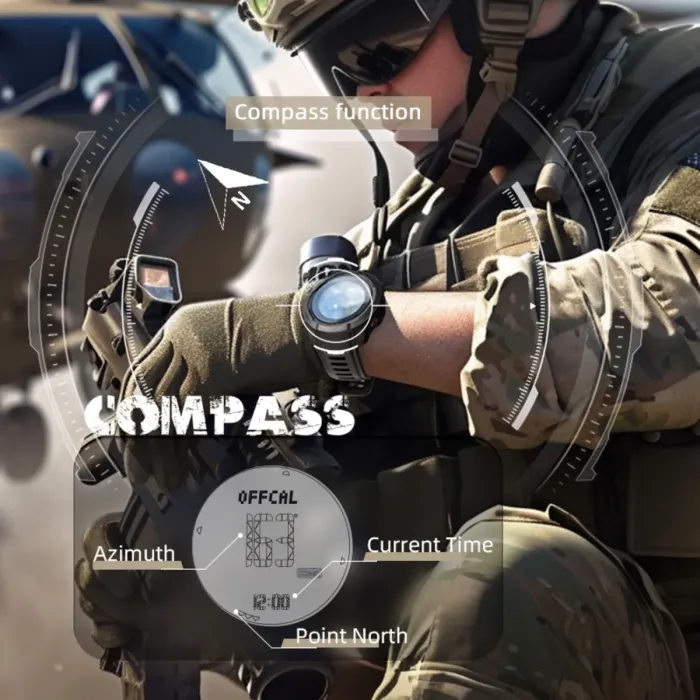 Чоловічий спортивний водостійкий тактичний з компасом годинник North Edge Vertico White з компасом - зображення 4