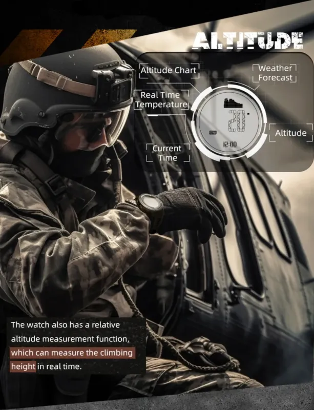 Чоловічий водостійкий спортивний тактичний з компасом годинник North Edge Vertico з компасом - зображення 10