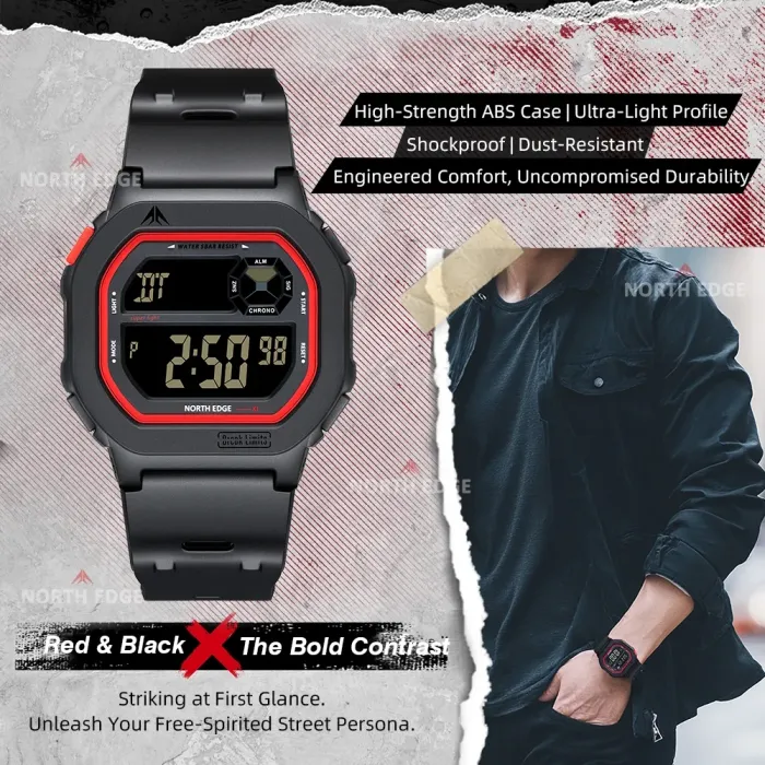 Чоловічий водостійкий спортивний тактичний годинник North Edge X1 5BAR - зображення 2
