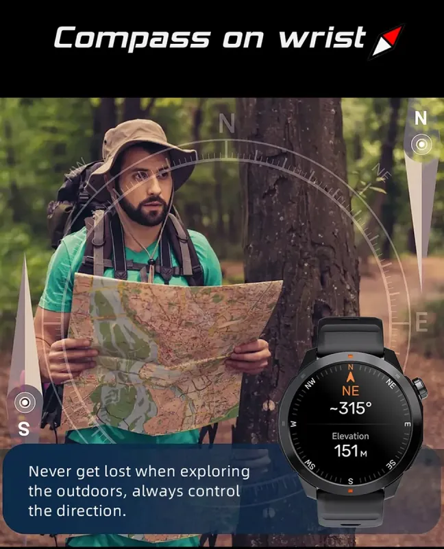 Розумний смарт годинник North Edge XTrek PRO 5Bar з компасом - зображення 6