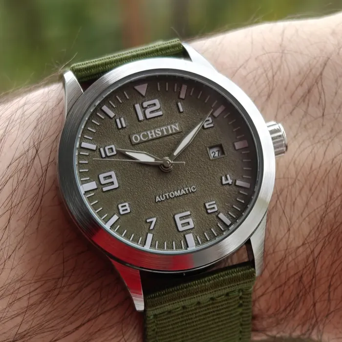 Чоловічий механічний годинник Ochstin Military Hook Green, 2 ремінці - зображення 6
