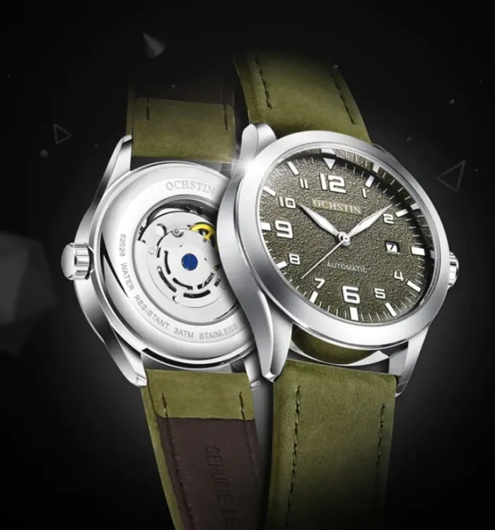 Чоловічий механічний годинник Ochstin Military Hook Green, 2 ремінці - зображення 3