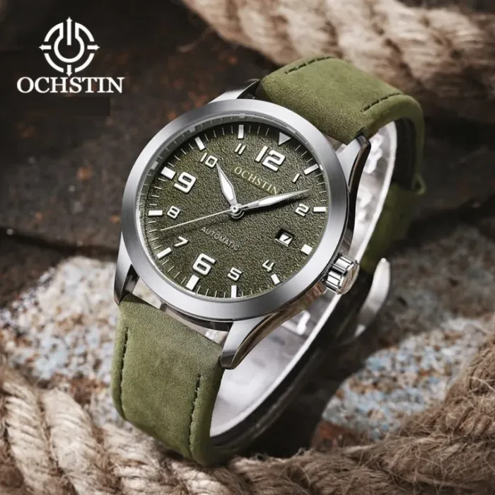 Чоловічий механічний годинник Ochstin Military Hook Green, 2 ремінці - зображення 4