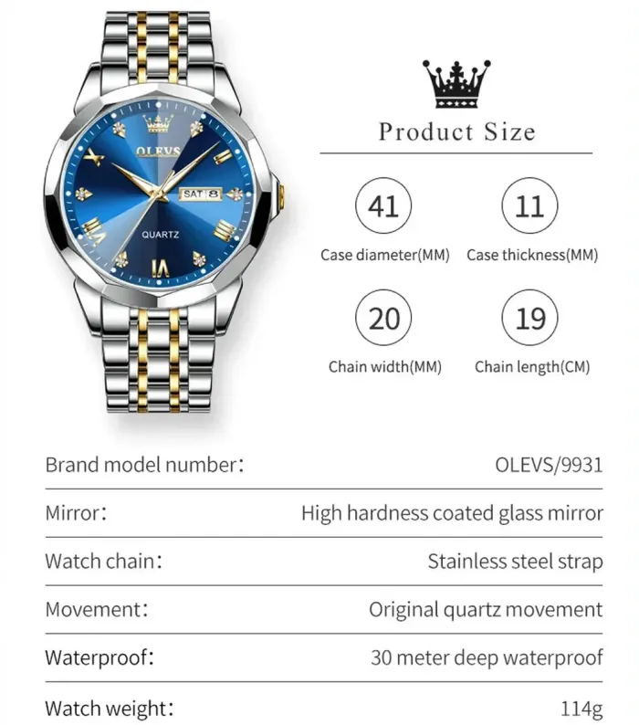 Чоловічий годинник Olevs King - зображення 9