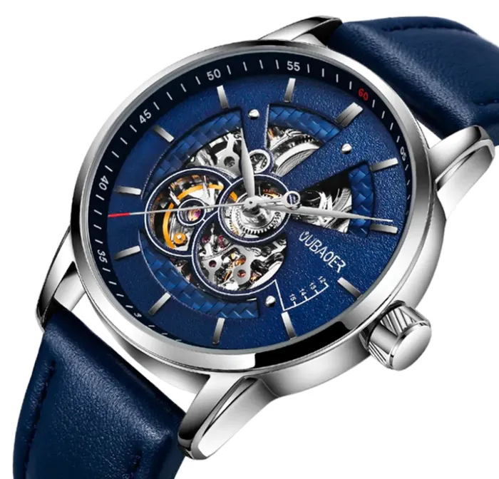 Чоловічий класичний механічний годинник Oubaer Night Blue 8902 - зображення 11
