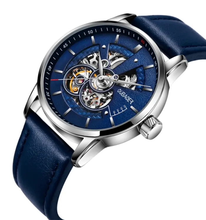 Чоловічий класичний механічний годинник Oubaer Night Blue 8902 - зображення 4