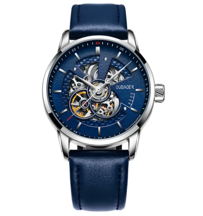 Чоловічий класичний механічний годинник Oubaer Night Blue 8902 - зображення 2