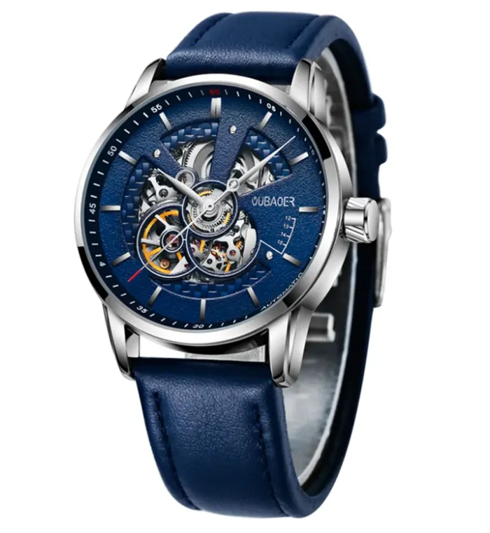 Чоловічий класичний механічний годинник Oubaer Night Blue 8902 - зображення 3