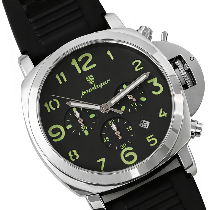 Чоловічий годинник Poedagar Luminious Rubber Black, 2 ремінці - зображення 2