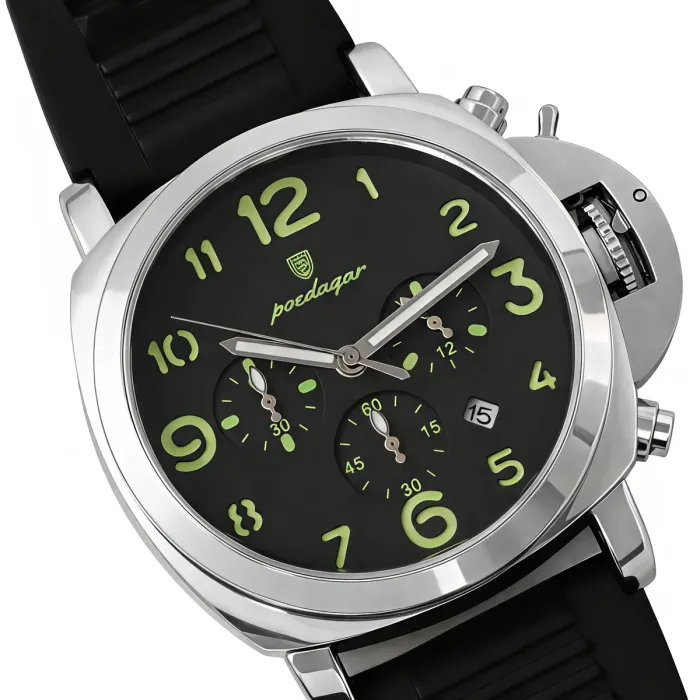 Чоловічий годинник Poedagar Luminious Rubber Black, 2 ремінці - зображення 2