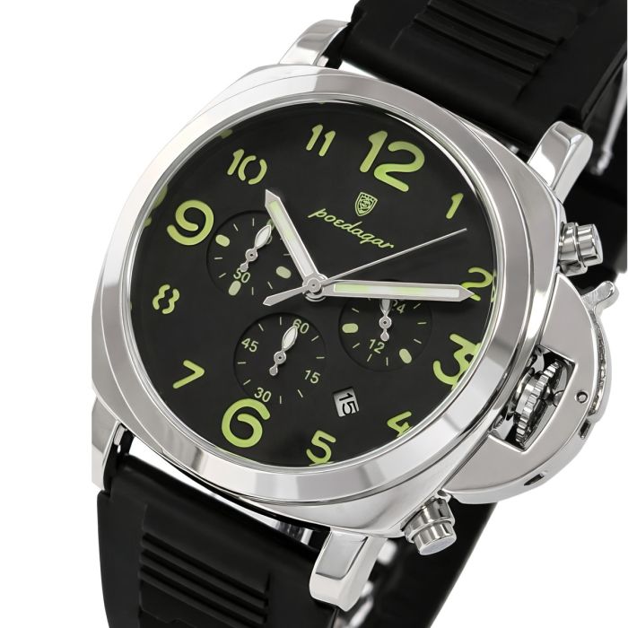 Чоловічий годинник Poedagar Luminious Rubber Black, 2 ремінці - изображение 1