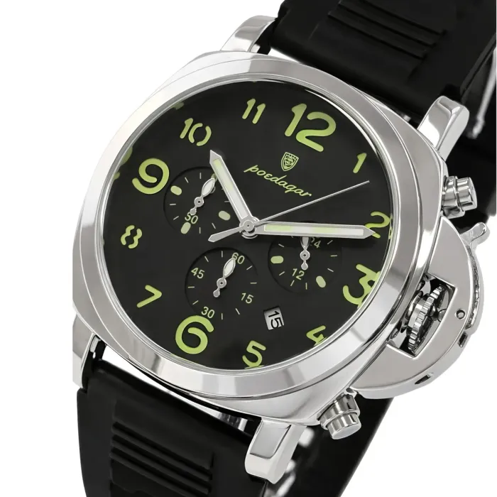 Чоловічий годинник Poedagar Luminious Rubber Black, 2 ремінці - зображення 1