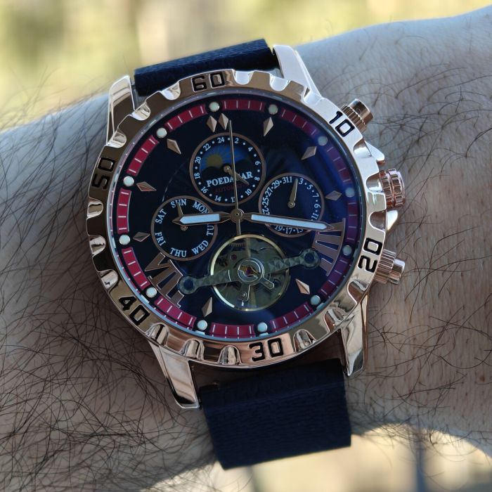 Чоловічий механічний годинник Poedagar Mechanical Prestige, 2 ремінці - изображение 7