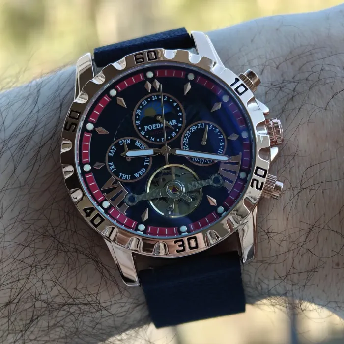 Чоловічий механічний годинник Poedagar Mechanical Prestige, 2 ремінці - зображення 7