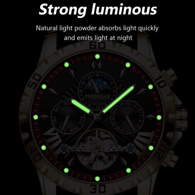 Чоловічий механічний годинник Poedagar Mechanical Prestige, 2 ремінці - изображение 5