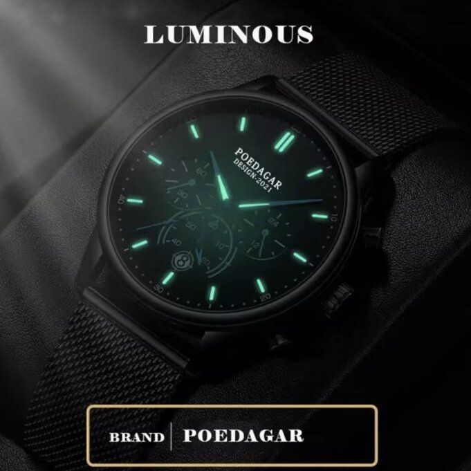 Чоловічий годинник Poedagar Misto Gravy Black, 2 ремінці - зображення 5