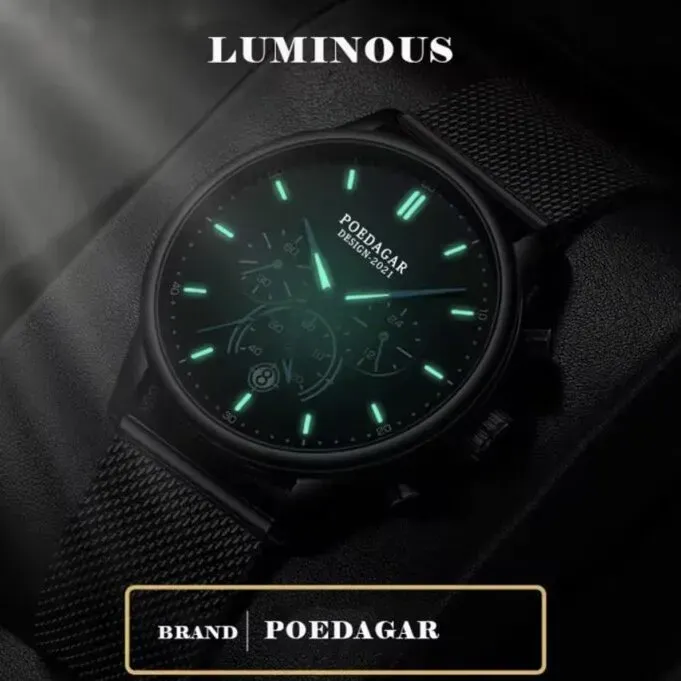 Чоловічий годинник Poedagar Misto Gravy Black, 2 ремінці - зображення 5