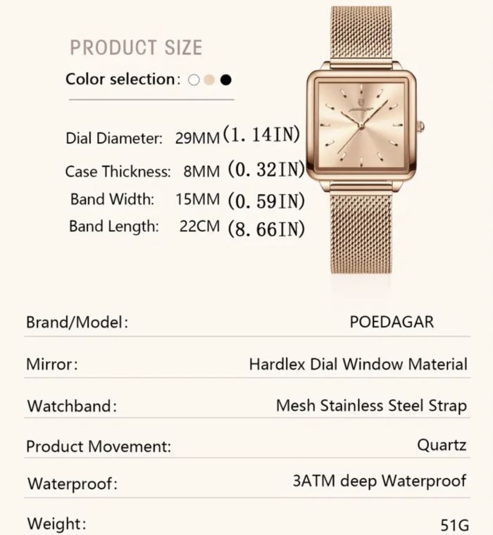 Жіночий годинник Poedagar Annet Beige, 2 ремінці - зображення 6