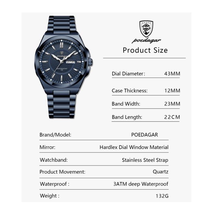 Чоловічий годинник Poedagar Blueline - зображення 11