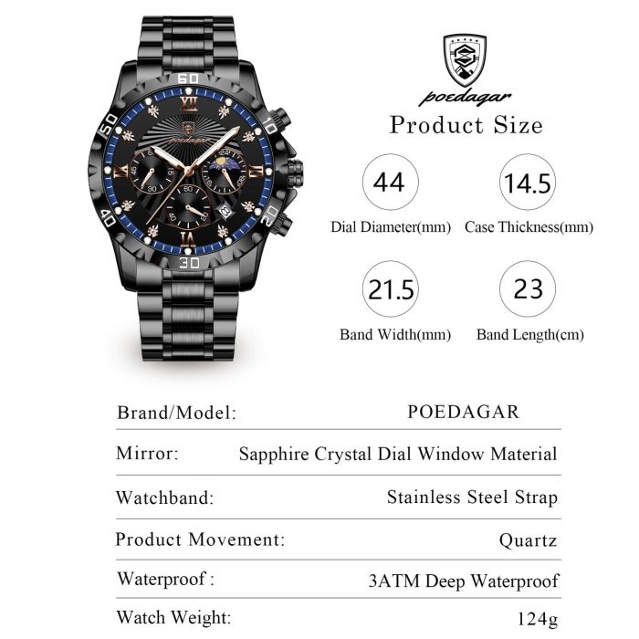 Чоловічий годинник Poedagar Extra - зображення 10
