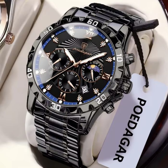 Чоловічий годинник Poedagar Extra Prestige Black, 2 ремінці - зображення 4