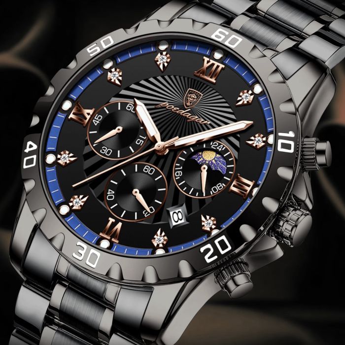Чоловічий годинник Poedagar Extra Prestige Black, 2 ремінці - зображення 5