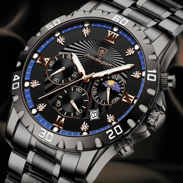 Чоловічий годинник Poedagar Extra Prestige Black, 2 ремінці - зображення 5