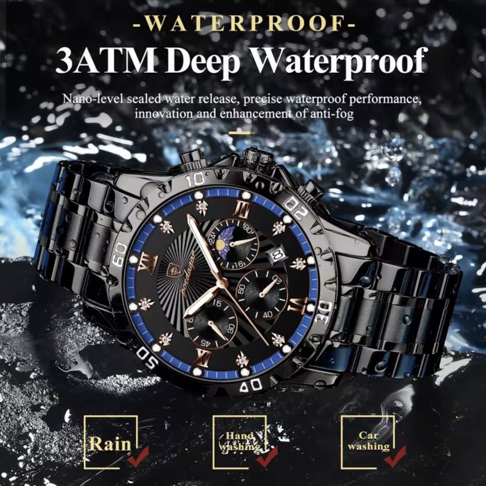 Чоловічий годинник Poedagar Extra Prestige Black, 2 ремінці - зображення 6
