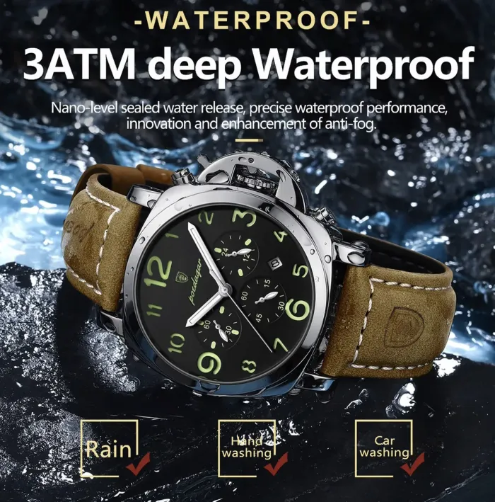 Чоловічий годинник Poedagar Luminious Rubber Black, 2 ремінці - изображение 4