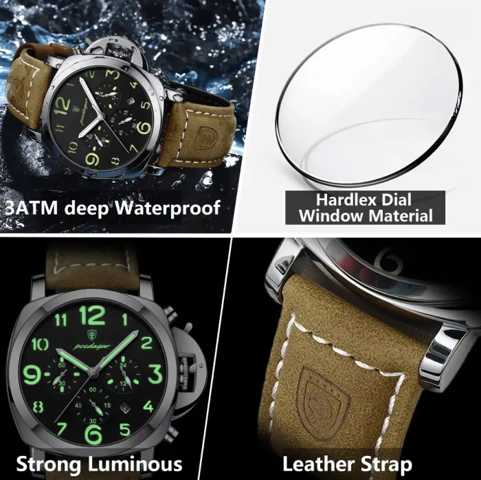 Чоловічий годинник Poedagar Luminious Rubber Black, 2 ремінці - зображення 5