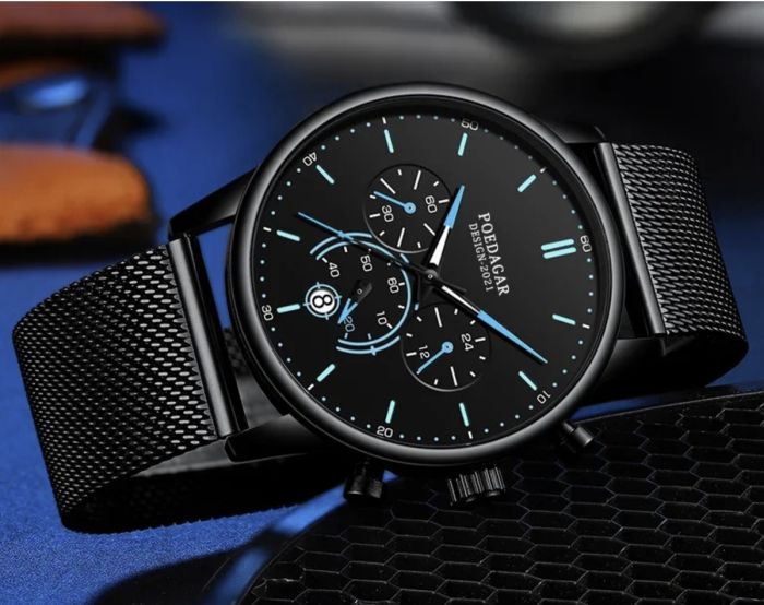 Чоловічий годинник Poedagar Misto Gravy Black, 2 ремінці - зображення 3