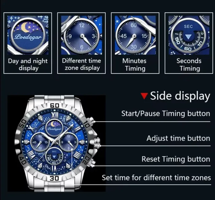 Чоловічий годинник Poedagar MoonLight - зображення 9