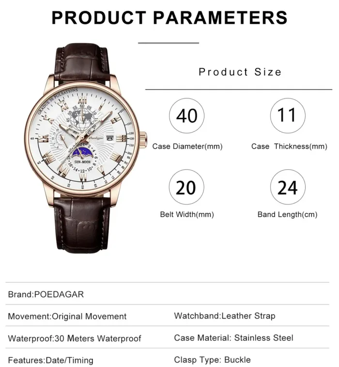 Чоловічий годинник Poedagar Neptun - зображення 8