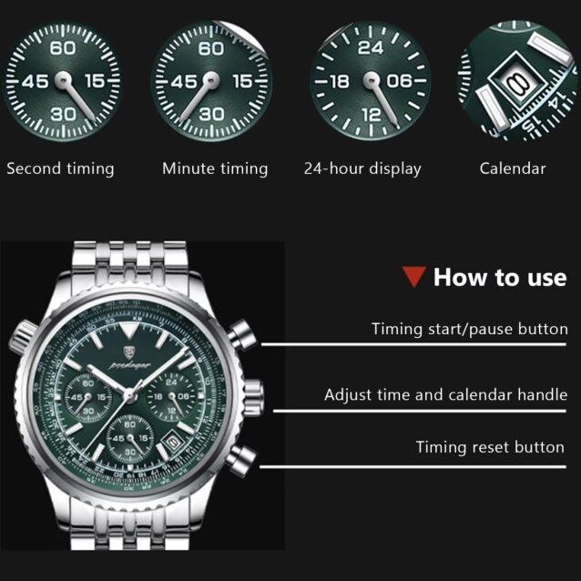 Чоловічий годинник Poedagar Avalon Rubber Black, 2 ремінці - зображення 5