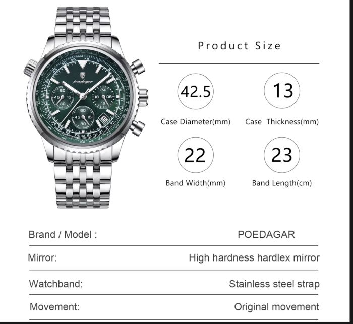 Чоловічий годинник Poedagar Avalon Rubber Black, 2 ремінці - зображення 6