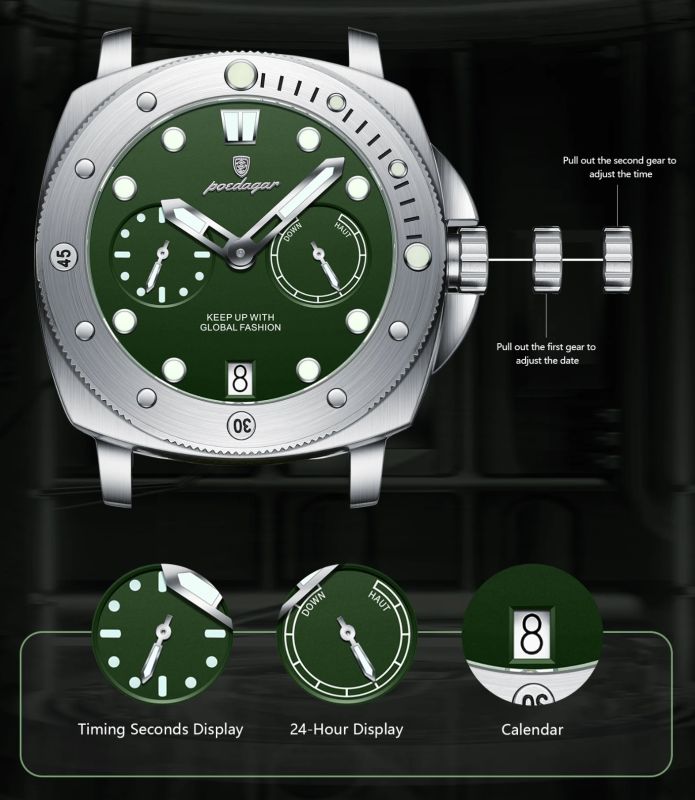 Чоловічий годинник Poedagar Select Silver Metal, 2 ремінці - зображення 6