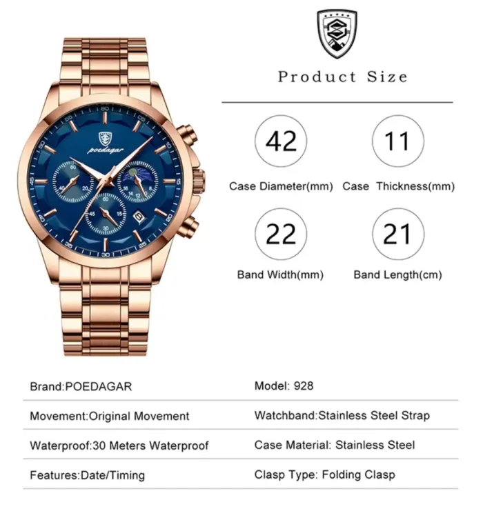Чоловічий годинник Poedagar West RoseSteel - зображення 7