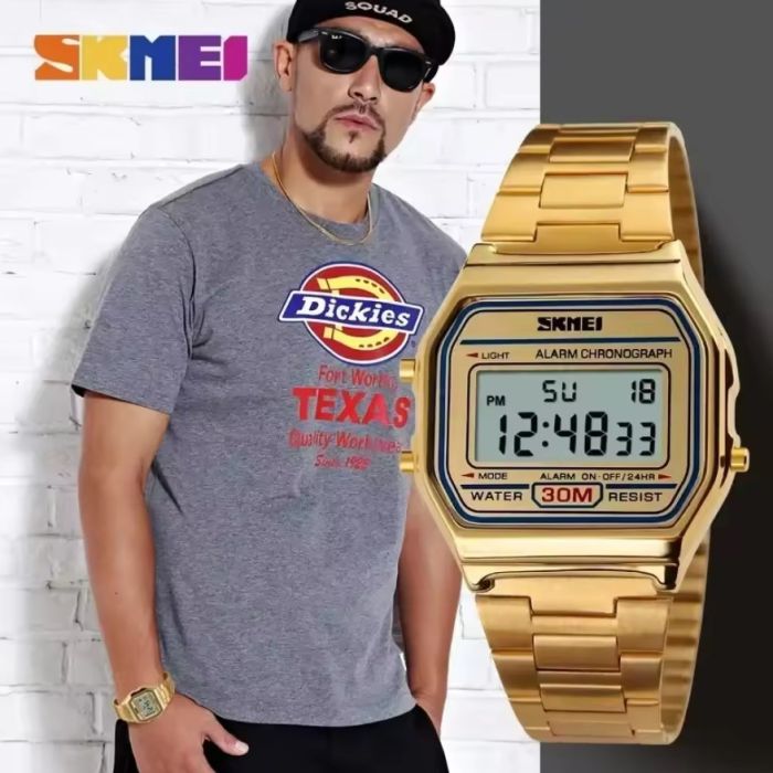 Чоловічий спортивний тактичний годинник Skmei Popular Gold - зображення 4