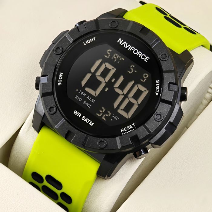 Чоловічий водостійкий спортивний тактичний годинник Naviforce Professional Brutal Green, 2 ремінці - изображение 3
